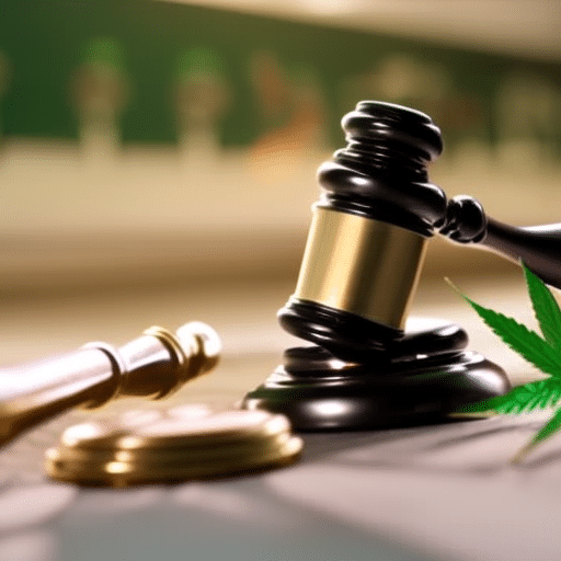 Ize a 3D gavel striking on Delaware's map with subtle cannabis leaves in the background, symbolizing the legal framework of medical marijuana in Delaware
